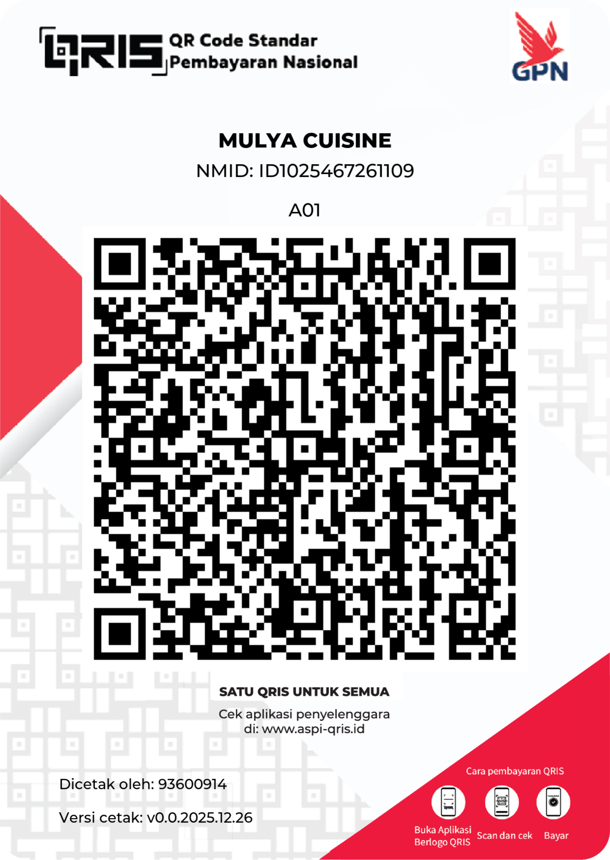 Scan QRIS Mulya Cuisine